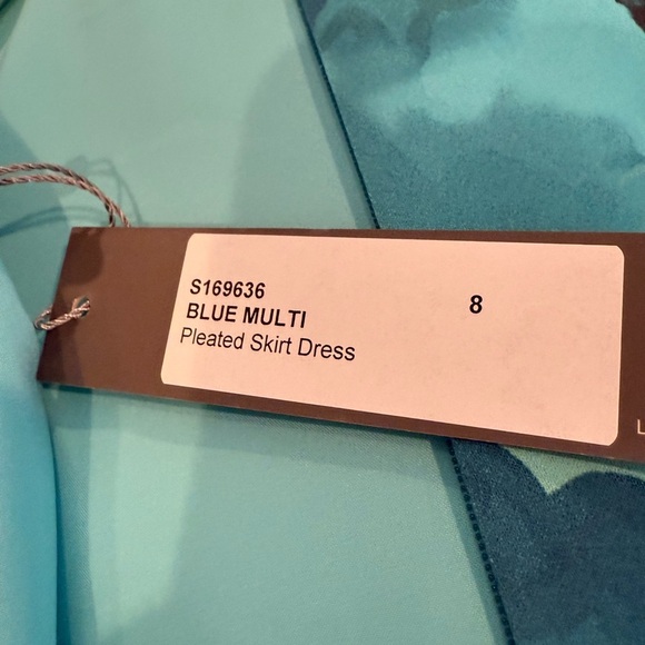 Lela Rose Blue and Black Pleated Sheath Midi Dress - Picture 5 of 7